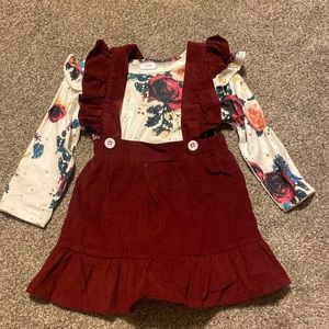 🧡 Buy 1 Get 2 Free! Floral Shirt and Maroon Skirtall